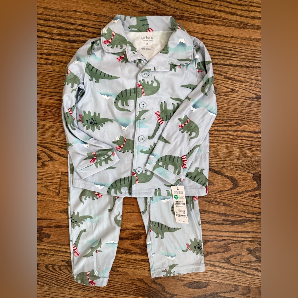 NWT Carters Dinosaur Print Kids Pajamas